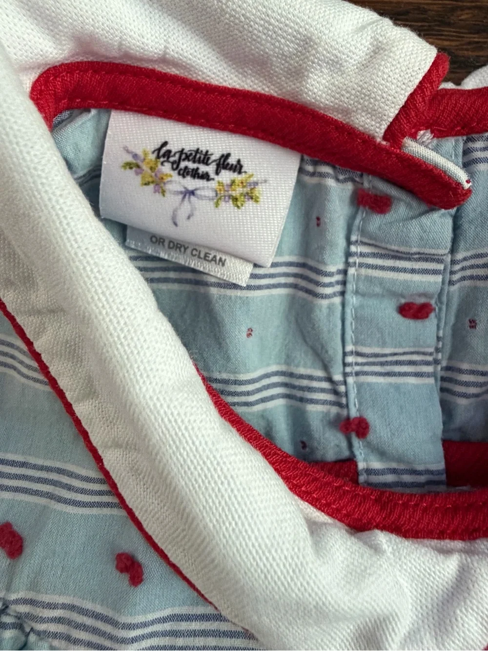 La Petite Fleur Light Blue & Red Swiss Dot Top with Red Shorts 4